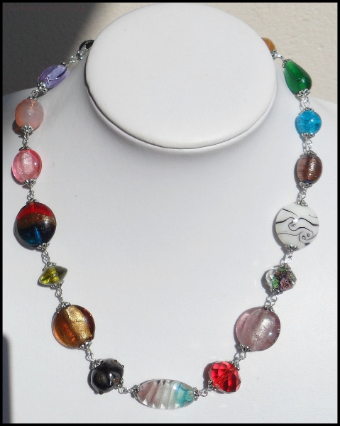 Collier "Bunte Traumglasperlen" - Unikat