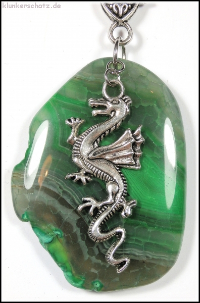 Amulett "Grüner Achat & Drache"