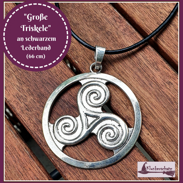 "Große Triskele" am Lederband - 66 cm