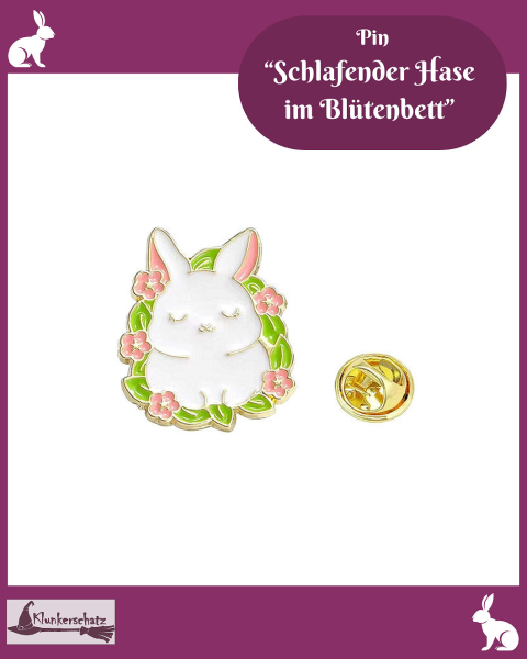 Pin „Schlafender Hase im Blütenbett“