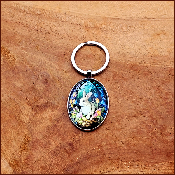 Cabochon-Schlüsselanhänger "Osterhase"