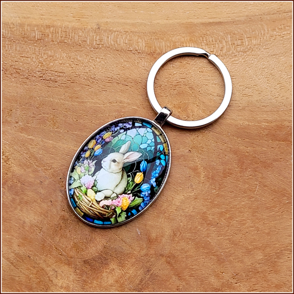 Cabochon-Schlüsselanhänger "Osterhase"