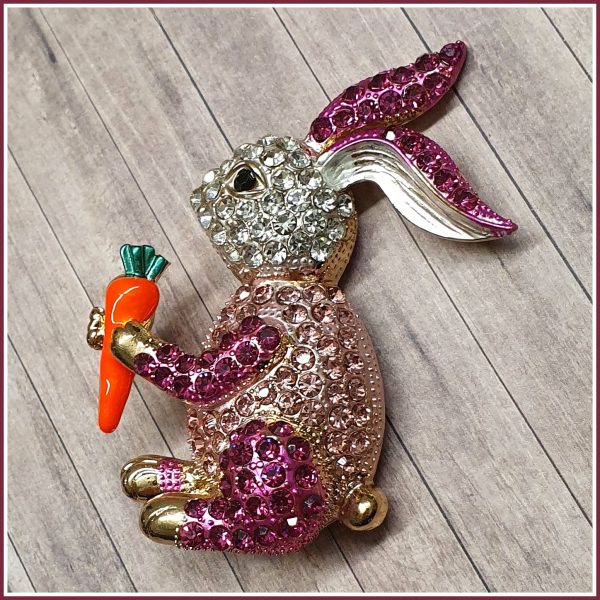 "Hase in Pink" - Halskette & Brosche - 2 in 1