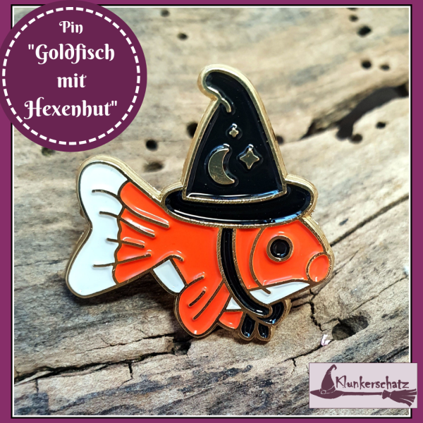 Pin "Goldfisch mit Hexenhut"