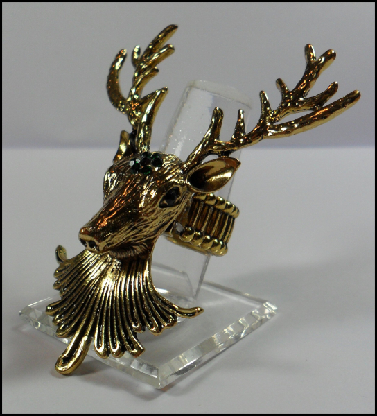 Ring mit Dehnschiene "Hirsch" in Antikgold - riesengroßer Hingucker