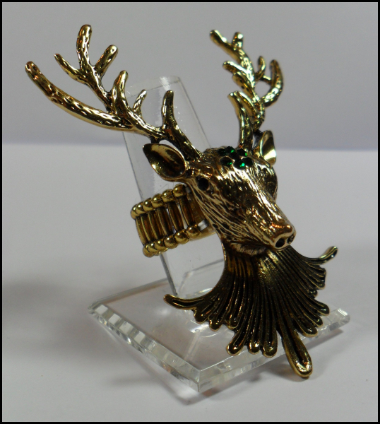 Ring mit Dehnschiene "Hirsch" in Antikgold - riesengroßer Hingucker