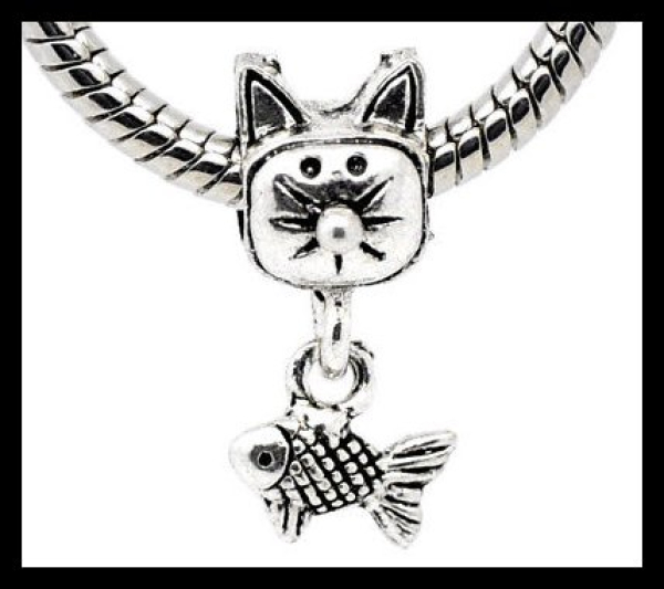 European Bead mit Dangle "Katze & Fisch"