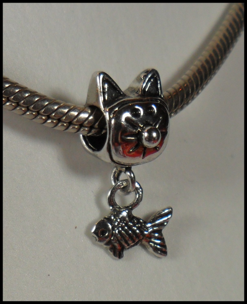 European Bead mit Dangle "Katze & Fisch"