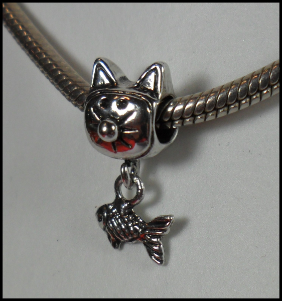European Bead mit Dangle "Katze & Fisch"