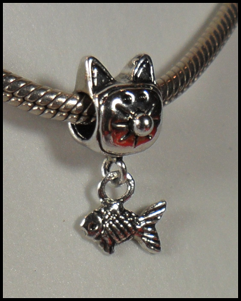 European Bead mit Dangle "Katze & Fisch"