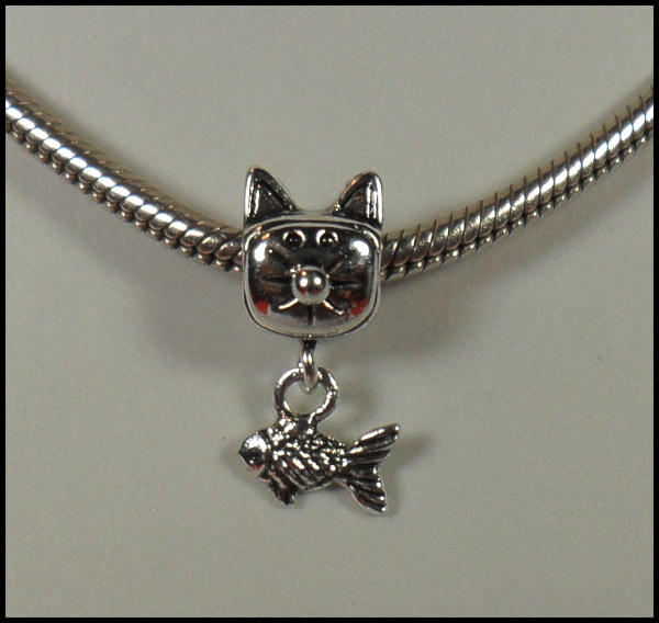 European Bead mit Dangle "Katze & Fisch"