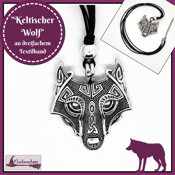 "Keltischer Wolf" am dreifachen Textilband