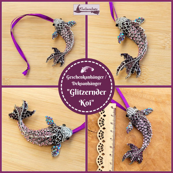 Geschenk-, Deko- oder Baumanhänger "Glitzernder Koi"