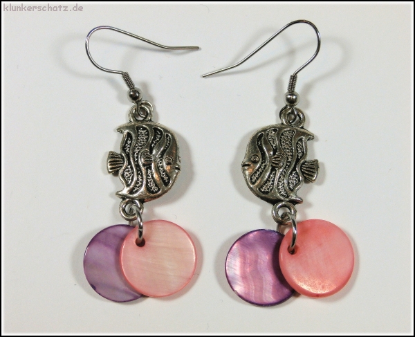 Set aus Bettelarmband und Ohrschmuck - Fische & Perlmutt