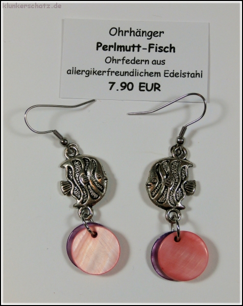 Set aus Bettelarmband und Ohrschmuck - Fische & Perlmutt