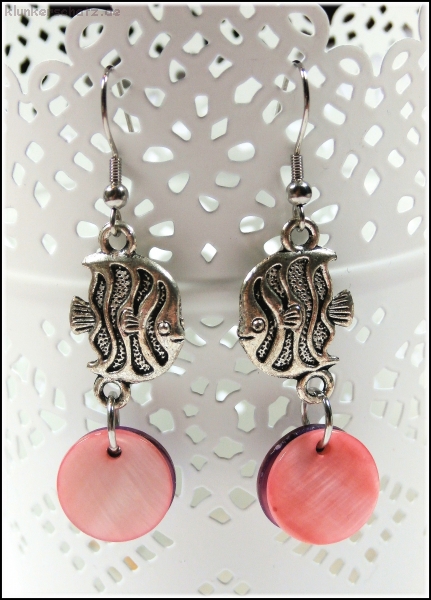 Set aus Bettelarmband und Ohrschmuck - Fische & Perlmutt