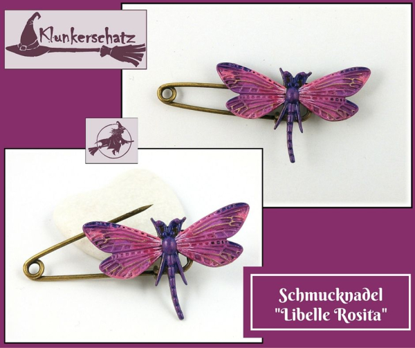 Schmucknadel "Libelle Rosita" - handbemaltes Unikat