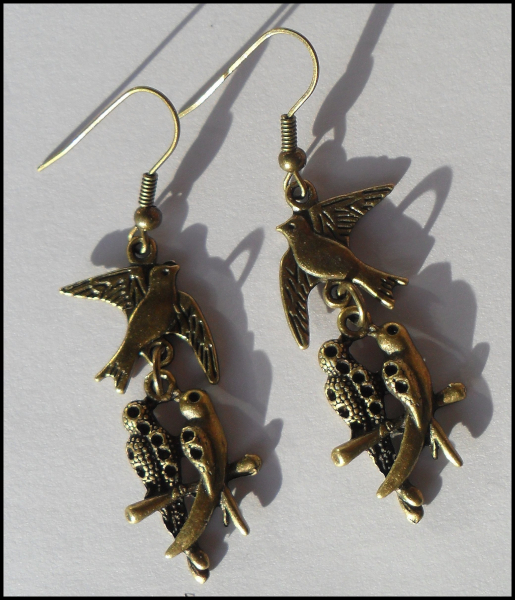 Ohrhänger "Lovebirds" - Vintage-Style in Bronze