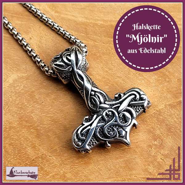 Halskette "Mjölnir, der Hammer des Thor" aus Edelstahl - 60 cm