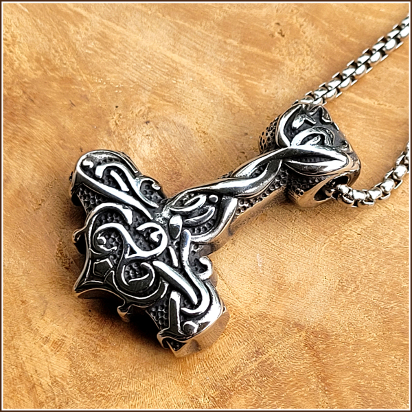 Halskette "Mjölnir, der Hammer des Thor" aus Edelstahl - 60 cm
