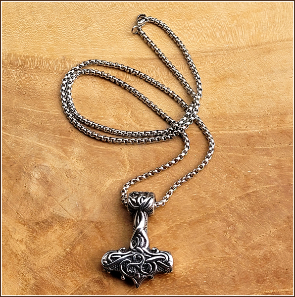 Halskette "Mjölnir, der Hammer des Thor" aus Edelstahl - 60 cm