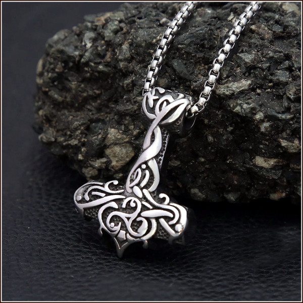 Halskette "Mjölnir, der Hammer des Thor" aus Edelstahl - 60 cm