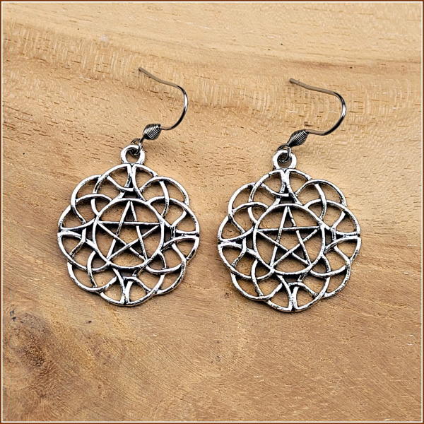 Schmuckset "Filigranes Pentagramm" - Halskette & Ohrhänger