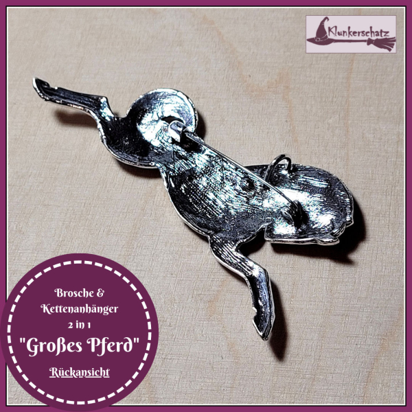 "Großes Pferd" - Brosche & Kettenanhänger - 2 in 1