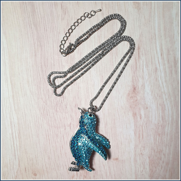 Kette "Pinguin" in Petrol & Türkis - 70 cm