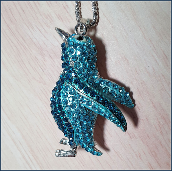 Kette "Pinguin" in Petrol & Türkis - 70 cm