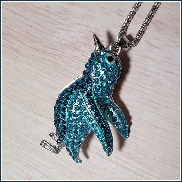 Kette "Pinguin" in Petrol & Türkis - 70 cm