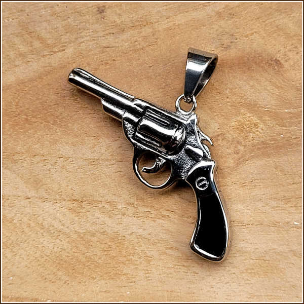 KrimiKollektion - Kettenanhänger "Revolver" aus Edelstahl