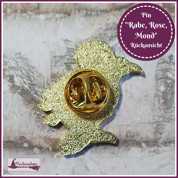 Pin "Rabe, Rose, Mondsichel"