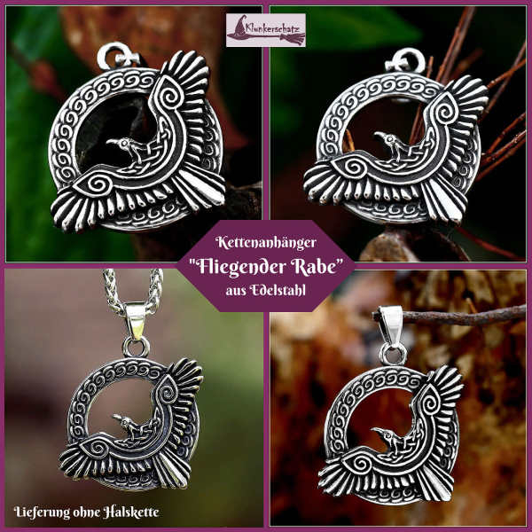 Kettenanhänger „Keltischer Rabe“ aus Edelstahl