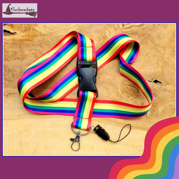 Schlüsselband "Regenbogen" mit Clip