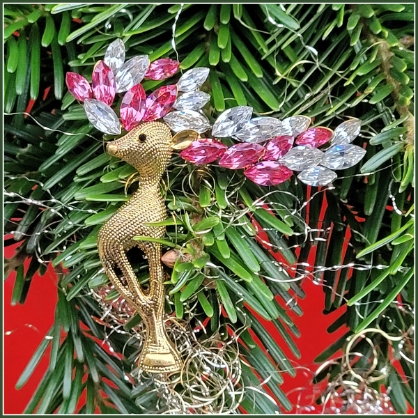 Brosche "Rentier Blitzen"