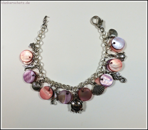Set aus Bettelarmband und Ohrschmuck - Fische & Perlmutt