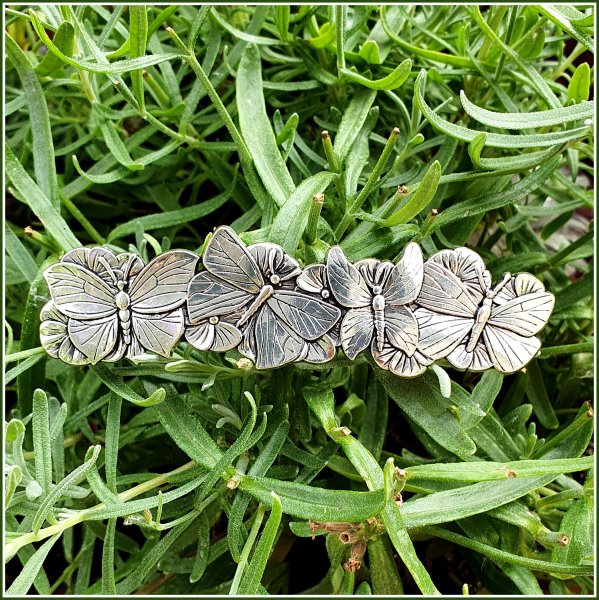 Haarspange "Schmetterlinge" in Antiksilber
