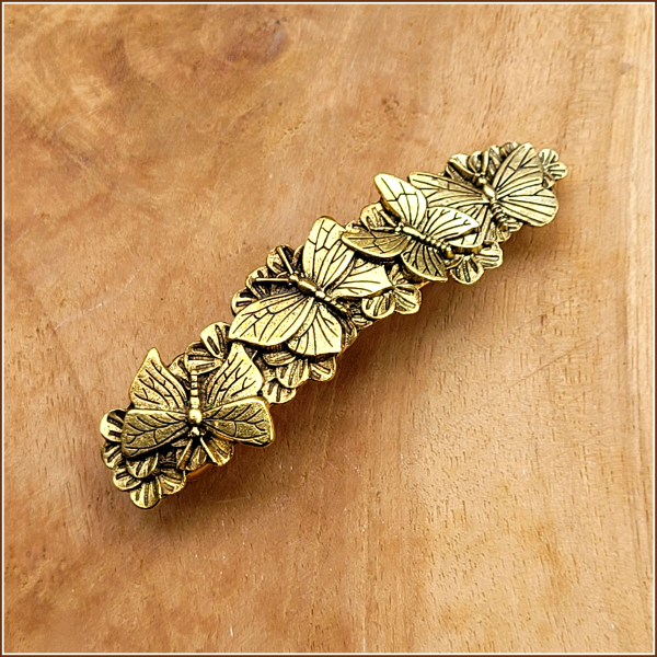 Haarspange "Schmetterlinge" in Antikgold