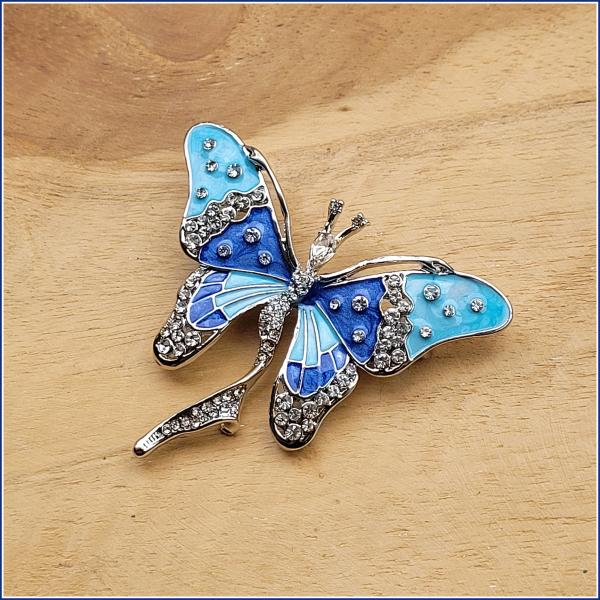 Brosche "Blaue Schmetterlingselfe" - Einzelstück