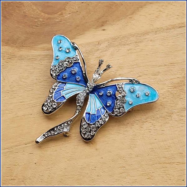 Brosche "Blaue Schmetterlingselfe" - Einzelstück