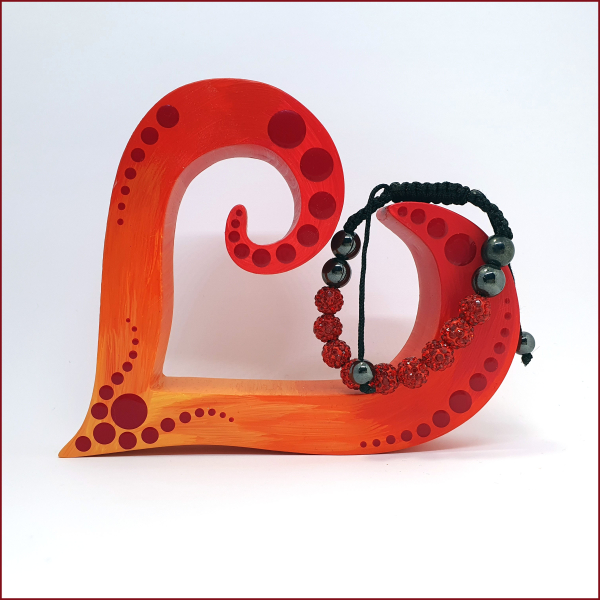 Shamballa-Armband "Hämatit & Feuerrot"