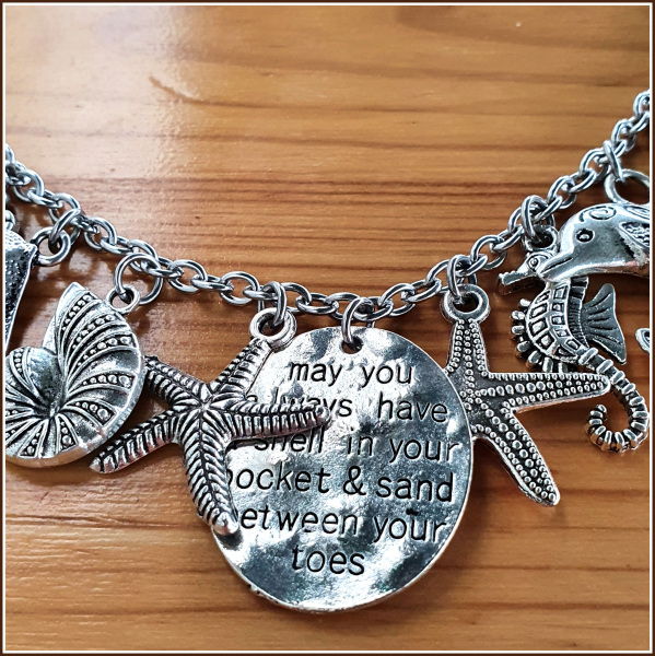 Bettelkette „A shell in your pocket… “– 48,5 cm, plus Verlängerung – Unikat!