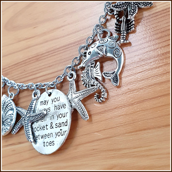 Bettelkette „A shell in your pocket… “– 48,5 cm, plus Verlängerung – Unikat!