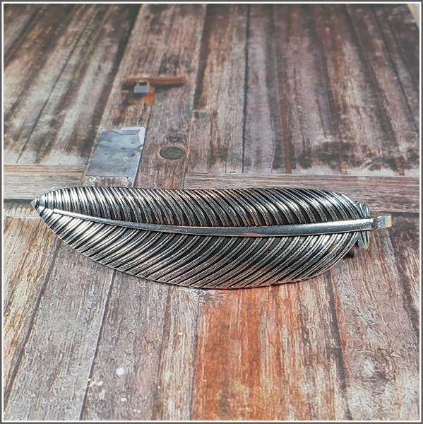 Haarspange "Feder" in Antiksilber