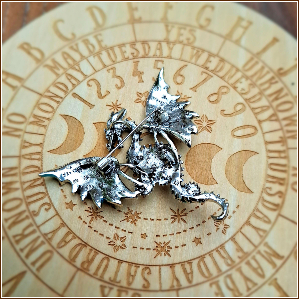 "Steampunk-Drache" in Rot - Brosche & Kettenanhänger - 2 in 1