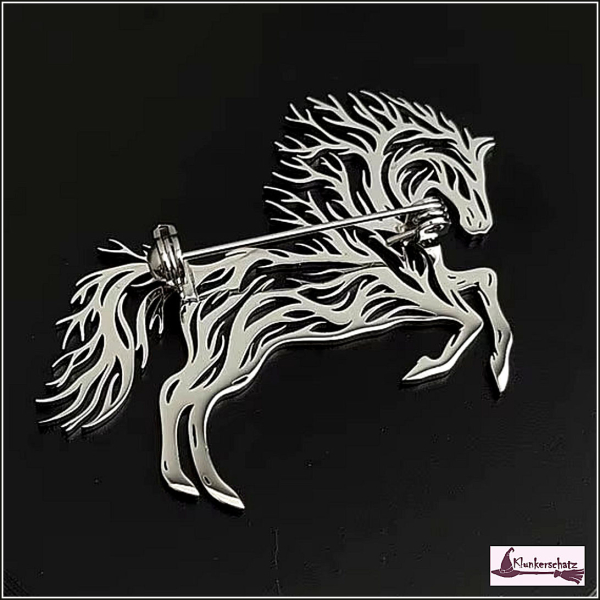 Brosche „Steigendes Pferd“ aus Edelstahl