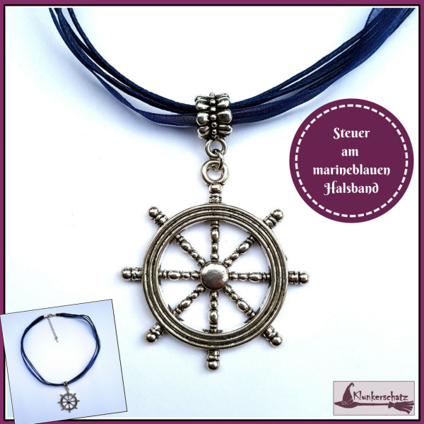 "Steuer" an marineblauem Halsband