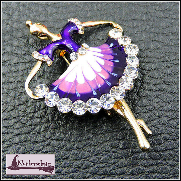 "Violette Tänzerin" - Brosche & Kettenanhänger - 2 in 1