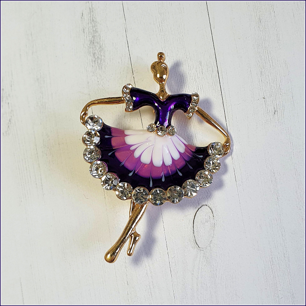 "Violette Tänzerin" - Brosche & Kettenanhänger - 2 in 1